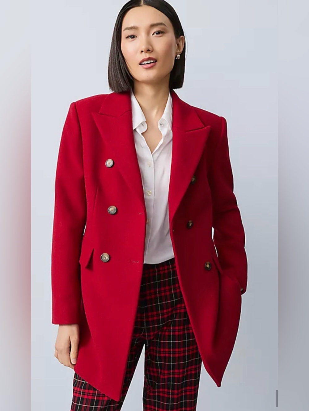 NEW ANN TAYLOR JEWEL RED FITTED DOUBLE BREASTED COAT SZ 2